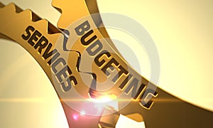 Budgeting Services Concept. Golden Cog Gears. 3D.