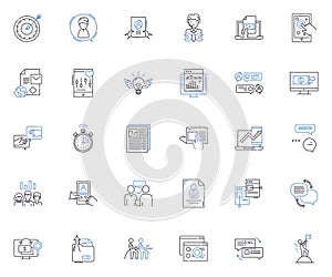 Budgeting skills line icons collection. Frugality, Savings, Planning, Prioritizing, Control, Discipline, Budget vector