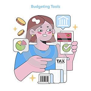 Budgeting Tools concept. Flat vector illustration