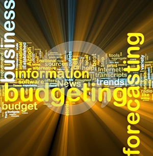 Budgeting wordcloud glowing