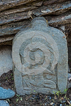 Budhist Prayer Stone in Himalayas, Lahual Himachal