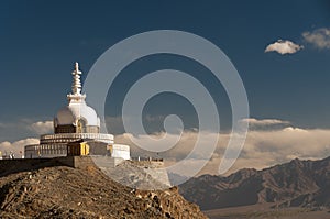 Budhist Shanti Stupa in Leh, Ladakh, India