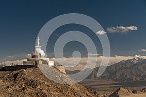 Budhist Shanti Stupa in Leh, Ladakh, India