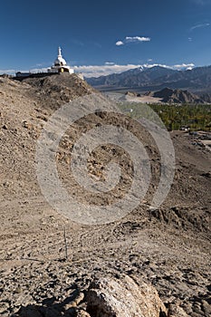 Budhist Shanti Stupa in Leh, Ladakh, India