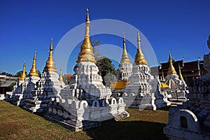 Budhist temple with cluster of historic pagodas