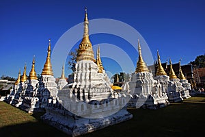 Budhist temple with the cluster of pagodas