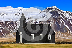 Budir black church at the Snaefellsnes, Iceland photo