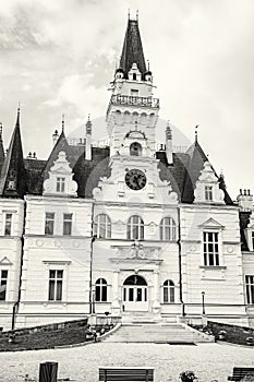 Budmerice castle in Slovak republic, architectural theme, colorless
