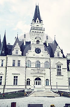 Budmerice castle in Slovak republic, blue filter