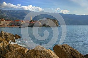 Budva town, Adriatic sea, Montenegro - fortress Budva photo
