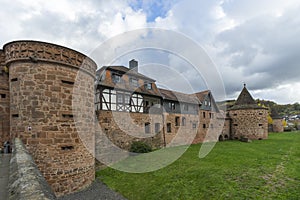 Buedingen, Germany - November 06, 2016: Street view of a medieval town Buedingen