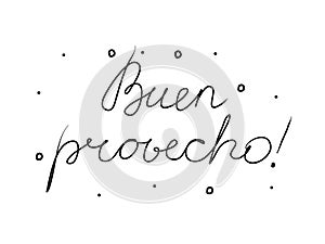 Buen provecho phrase handwritten with a calligraphy brush. Bon Appetit in spanish. Modern brush calligraphy. Isolated word black photo