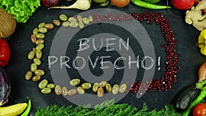 Buen provecho Spanish fruit stop motion, in English Bon appetit photo