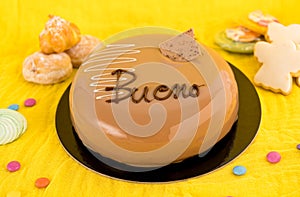 Bueno birthday cake with chocolate and cream photo