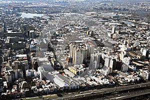 buenos aires argentina aerial view of avenida 9 de julio - boca highway building