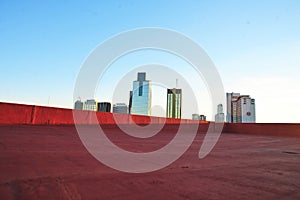 Buenos Aires, Argentina, Department in height and corporation in Puerto Madero and catalinas norte sunset with red