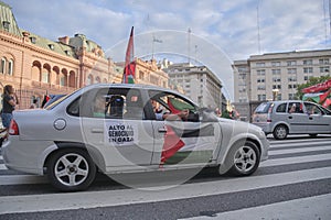 Argentina, protest caravan in solidarity with Palestine, against Israel attack