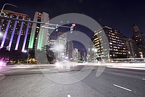 Buenos Aires, Argentina, modern city with skyscrapers, corporations, buildings and Sheraton hotel and traffic