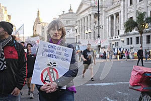 People protesting against offshore oil exploitation in Argentina