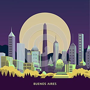 Buenos Aires Argentina retro city vector poster