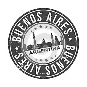 Buenos Aires Argentina Round Button City Skyline Design Stamp Vector Travel Tourism photo