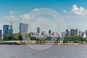 Buenos Aires City view from the Rio de la Plata river. South America travel. Argentina.