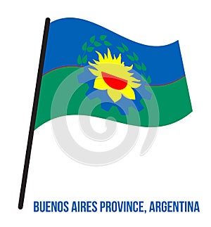 Buenos Aires Flag Waving Vector Illustration on White Background. Flag of Argentina Provinces.