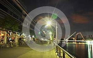 Buenos Aires Puerto Madero at night modern buildings and restaurant offices Argentina