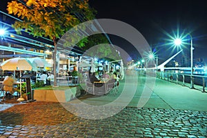 Buenos Aires Puerto Madero at night modern buildings and restaurant offices Argentina