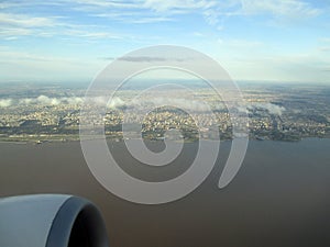 Buenos Aires seen from the air Argentina City of Buenos Aires seen from the airplane window photo