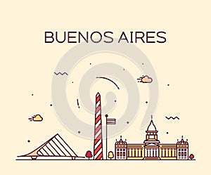 Buenos Aires skyline, Argentina vector linear city photo