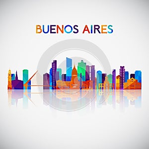 Buenos Aires skyline silhouette in colorful geometric style. photo