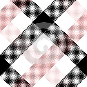 Buffalo check plaid pattern in black, powder pink, white for spring summer autumn winter. Seamless large herringbone tartan.