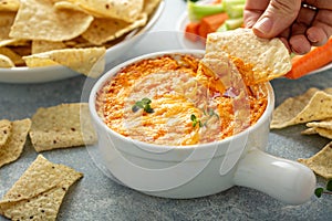 Buffalo chicken dip with chips