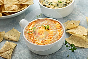 Buffalo chicken dip with chips