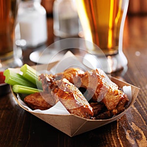 Buffalo chicken wings in basket