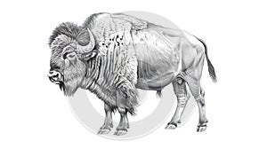 a buffalo clipping path drawing pencil art for children work book photo