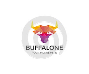 Buffalo Colorful Polygon Logo Template. Modern Head Bull Vector Design