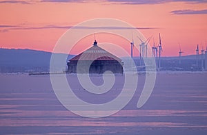 Buffalo Intake Crib Lighthouse And Windmills At Dawn