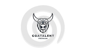 Buffalo or mountain goat head logo vector icon illustration design