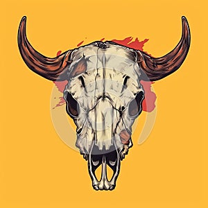 Buffalo Skull Flat Icon, Dead Animal Tribal Totem Symbol, Cow Head Bones Color Illustration