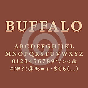 Buffalo vintage 3d vector alphabet set