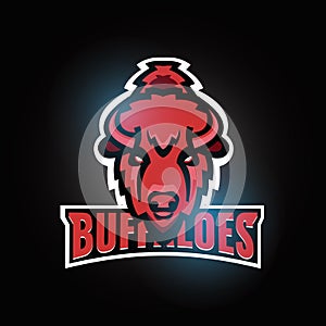 Buffaloes sport team logo template design. Bull head
