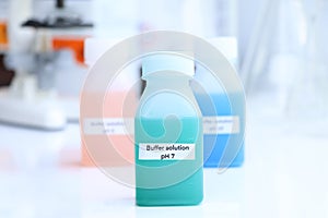 Buffer solution in glass, chemical in the laboratory and industry