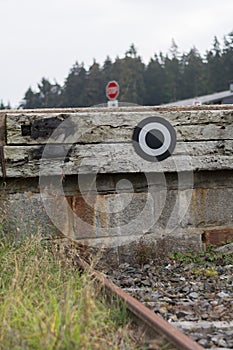 Buffers at train track photo
