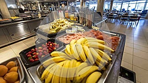 Buffet breakfast fruits dining hall restaurant