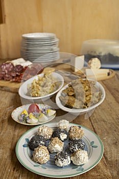 buffet of finger food and appetizers