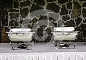Buffet heated trays at luxury restaurant