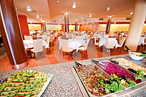 Buffet in hotel dining room