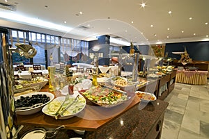 Buffet in hotel dining room